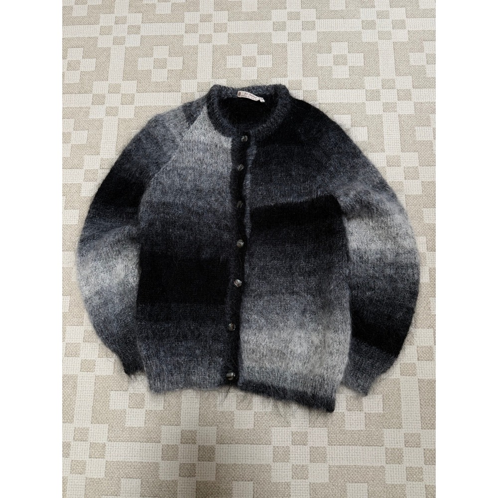 Get Knitted Handknitted Mohair Blend Cardigan Small Ombre Colorblock Sweater
